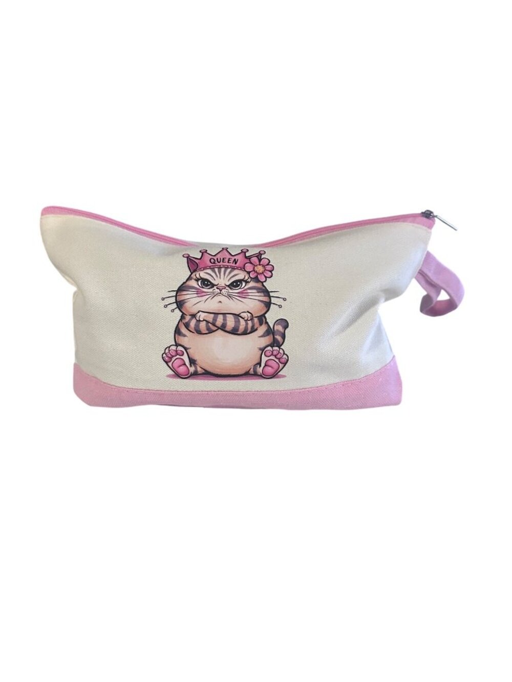 Silkfly cotton canvas pink grumpy cat Queen makeup bag toiletry pencil travel ba